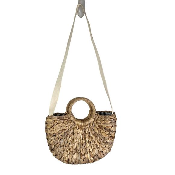 Gap Summer Woven Straw Bag with Crossbody Strap and Circular Handle - Picture 5 of 8